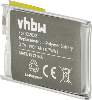 Produktbild von vhbw Akku Ersatz für TomTom AHB322028, 322028 für Smartwatch Uhr Fitnessarmband (190 mAh, 3,7 V, Li-Polymer)