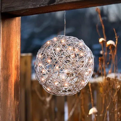 Produktbild von esotec Solar LED Drahtkugel bernsteinfarben, 50 LEDs, Ø25cm, winterfest 102114