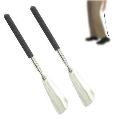 Produktbild von Schuhlöffel Lang Ausziehbar 2 Stück 25,5-63cm Metall Teleskop Schuhanzieher