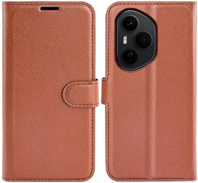 Produktbild von Hülle für HONOR 400 Pro - Phonesta Litchi Skin Book Wallet Klapphülle - Braun