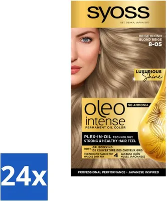 Obrázok produktu pre SYOSS - Oleo Intense 8-05 Beige Blonde - Farba na vlasy - Bez amoniaku - Šedé krytie - Dlhotrvajúca farba - Hodnotné balenie - 24 kusov