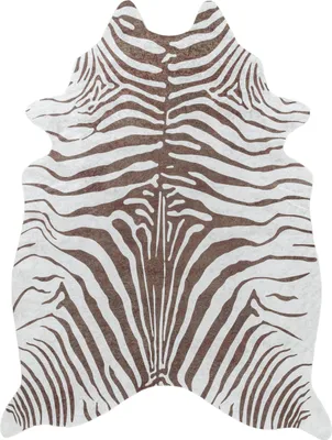 A zebra-striped rug on a white background.