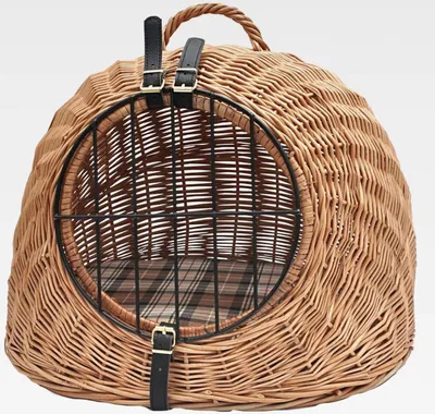 Produktbild von Katzenhöhle/Transportkorb aus Vollweide inkl. Liegekissen - 50 cm