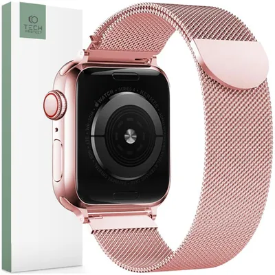 Produktbild von Tech-Protect MilaneseBand, Uhrenarmband, Apple, Watch 4 / 5 / 6 / 7 / 8 / 9 / SE / Ultra 1 / 2 (42/44/45/49 mm), Stahl, Karton mit Aufhänger, 1 Stück(e)