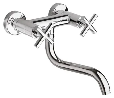 Produktbild von Wandarmatur Axia mit Kreuzgriff, Chrom, 220 mm Breite, Wandanschluss 150 mm