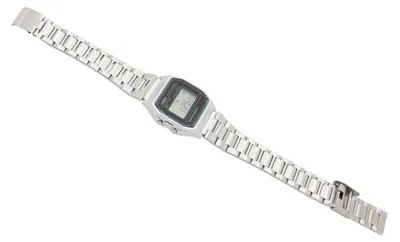 Produktbild von CASIO A158WA-1JF Vintage Uni-Uhr Digital mit Edelstahlarmband, schwarz/silber