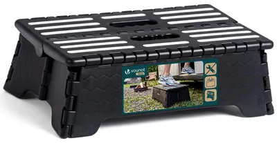 Produktbild von VOUNOT® Tritthocker Klappbar Klapphocker faltbar mit integriertem Griff 39,5 x 24 x 13 cm Schwarz