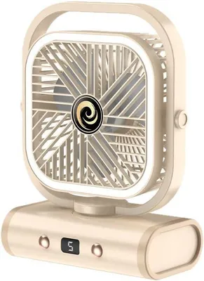 Produktbild von USB Tischventilator Klein 2400mAh, Camping Ventilator, Tischventilator Sehr Leise, Schreibtischventilator 5 Geschwindigkeiten, 90° Drehung für Outdoor, Reisen, Büro, Schlafzimmer (Weiß)