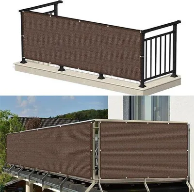Produktbild von Balkon-Schattenschirm - 90% Schaduw - 150x500cm - Holz - Braun