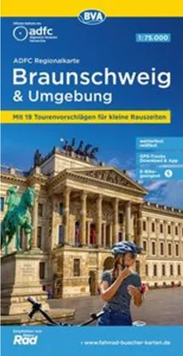 Immagine prodotto di Mappa regionale ADFC di Braunschweig e dintorni, 1:75.000, con suggerimenti per escursioni giornaliere, resistente agli strappi e alle intemperie, adatta alle e-bike, download traccia GPS