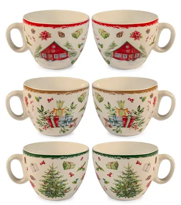 Produktbild von H&H – Set mit 12 verschiedenen Weihnachtsbechern mit Weihnachtsliedern, 220 ml