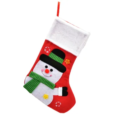 Produktbild von Weihnachtsstrumpf Schneemann 46 cm hoch 26 cm breit mit Aufhängeschlaufe
