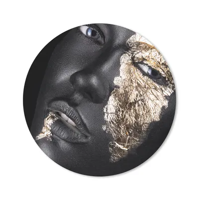 Produktbild von MuchoWow® Mauspad Mousepad Frau - Gold - Schwarz - Farbe - Luxus 20x20 cm - Mousepads - Maus Mat - Pad - Mausunterlage - Schreibtischmatte