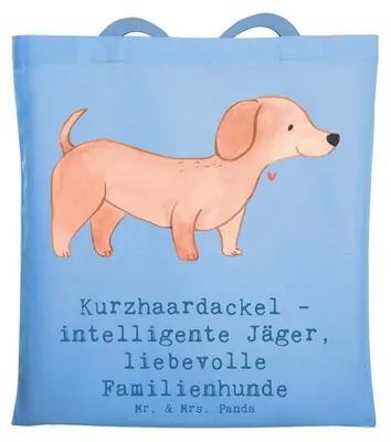 Produktbild von Mr. & Mrs. Panda Einkaufstasche Kurzhaardackel Liebe - Sky Blue - Geschenk, Schultasche, Durchsetzungskraft, kleine Hunde, Familienhunde, Hunderassen Pflege, Hunderasse