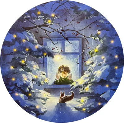 Produktbild von abc HOME | Wandbild Junge am Fenster | Winter | LEDs | batteriebetrieben | 30 cm Ø