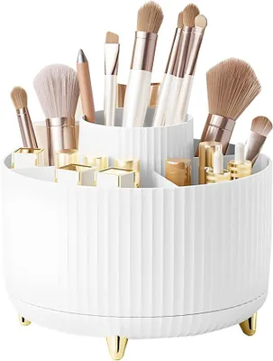 Productafbeelding van PolkaHome® Make-up Organizer 360° draaibaar, cosmetica-organizer voor make-up & penselen, badkameropberg