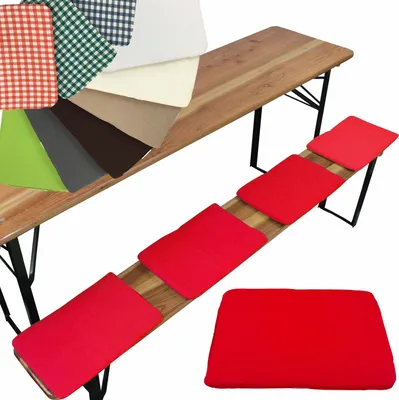 Produktbild von NYVI Bierbank Sitzkissen 36x25 cm NYVIGala 4er Set Rot - Komfortable Sitzpolster für Bierbänke - Bierbankkissen mit elastischer Klettband Befestigung - Polster Bierzeltgarnitur