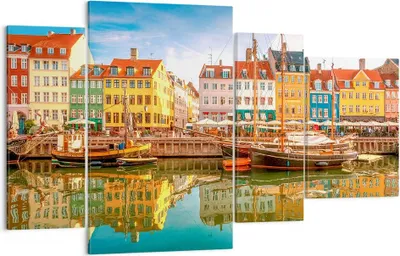 Produktbild von Bild auf Leinwand - Leinwandbild - Segelboote Wasser Architektur Hafen - 120x70cm - Wand Bild - Wanddeko - Leinwanddruck - Bilder - Kunstdruck - Leinwand bilder - Wandkunst - DL120x70-2873
