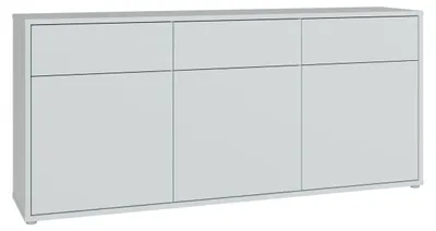 Zdjęcie produktu dla Forte Alice Springs, minimalistyczna komoda o szerokości 180 cm, wyposażona w 3 drzwi z systemem otwierania push-to-open