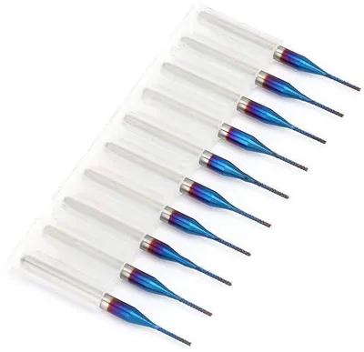 Image de Fraise conique en carbure de tungstène, bleue, 10 pièces, 0,8 mm
