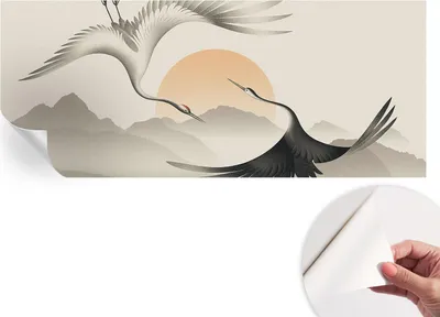 Produktbild von Selbstklebende Wandtapete - Dekorative Tapete für Wohnzimmer - Klebefolie für Wandbilder - Tapetenfolie für Wanddekoration - 208x146 cm - Ostkraniche