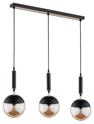 Obrázek produktu pro Závěsné svítidlo MARAKAS v černé, zlaté a jantarové barvě, 3xE14x10W, kov, rozměry: 75x15x75 cm, IP20, Alfa