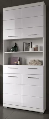 Produktbild von Badezimmer Hochschrank "Shawn" in weiß Hochglanz Badschrank 74 x 191 cm