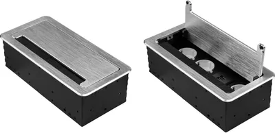 Produktbild von Einbausteckdose Tischsteckdose USB Boden Fußboden Wand Steckdose 230V Aluminium 3 Fach + USB Silber