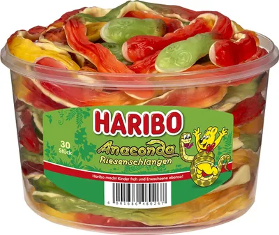 Produktbild von Haribo Fruchtgummi mit Schaumzucker Anaconda Riesenschlangen 30 Stück