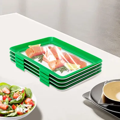 Obrázek produktu pro Těsnící zásobníky na konzervaci potravin Obdélníkové PP+TPU Materiál Zelená zelenina