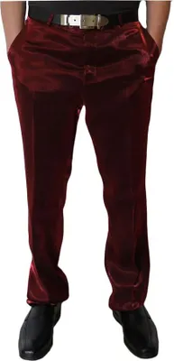 Produktbild von Herren Stoff Hose mit Bundfalte Anzug Herrenhose Glanz Bundfaltenhose glänzend Größe 50 - 66, Größe Anzüge:60 3XL, Farbe:Rot Glanz