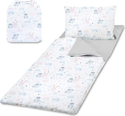 Produktbild von Schlafsack Kinder mit Kissen und Reißverschluss für Baby 3-7 Jahre - 140 x 75 cm Kinderschlafsack Indoor für Kindertagesstätte Kindergarten Deckenschlafsack