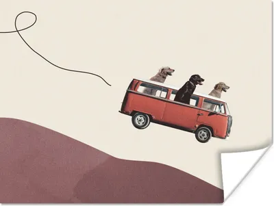 Produktbild von MuchoWow® Poster Hund - Retro - Bus 160x120 cm - Foto Plakat
