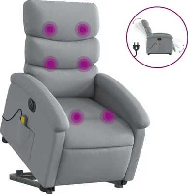 Produktbild von vidaXL Elektrischer Massagesessel mit Aufstehhilfe Hellgrau Stoff