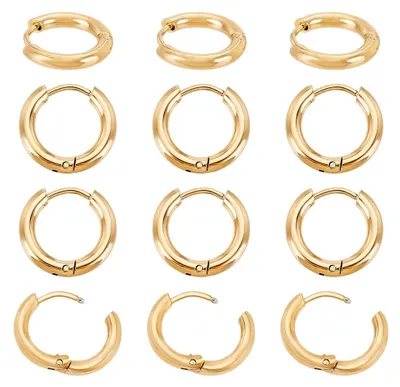 Creolen Ohrringe 24er-Set Gold 14 mm Edelstahl hypoallergen