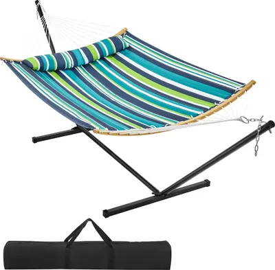 Produktbild von Yaheetech Hängematte Hammock mit Gestell & Kissen XXL Doppelhängematte mit Ständer bis 216 KG Belastbar für 2-3 Personen höhenverstellbar