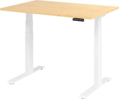 Zdjęcie produktu dla Biurko z regulacją wysokości XDKB | 2-silniki | 120 - 180 cm | elektryczne, rozmiar blatu:120 x 80 cm, kolor blatu:klon, kolor ramy:biały
