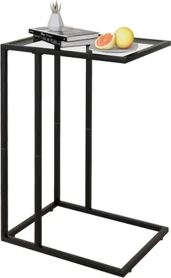 Image de Table d'appoint métallique en forme de C - table basse - noire - structure métallique élégante