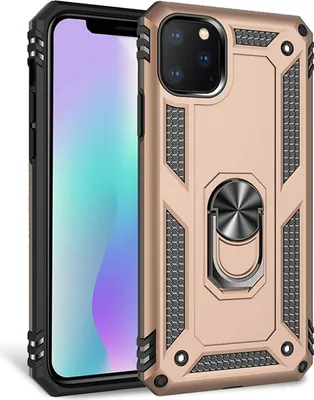 Produktbild von NALIA Ring Handy Hülle für iPhone 11 Pro Max, 360 Grad Schutz Case Cover Tasche Gold