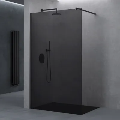 Produktbild von doporro Duschwand für Dusche Duschabtrennung 120x200cm Schwarz Walk-In Dusche 8mm ESG-Sicherheitsglas Vollsatiniert inkl. NANO Bremen01VG