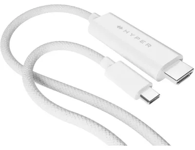 Zdjęcie produktu dla HYPER HD6007WHGL, 2,5 m, USB-C, HDMI Typu A (Standard), Biały
