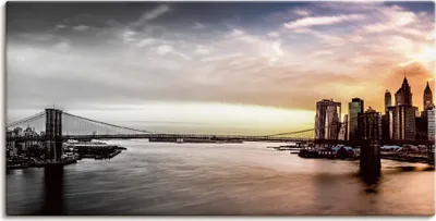 Produktbild von ARTland Leinwandbild Brooklyn Bridge Panorama Größe: 60x30 cm