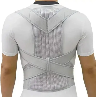 Zdjęcie produktu dla Korektor postawy, regulowane podparcie, ergonomiczna konstrukcja, jasnoszary, M-a