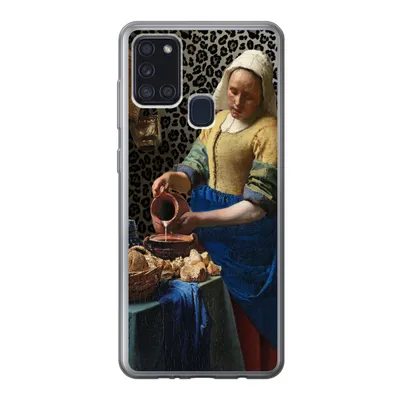 Produktbild von MuchoWow® Handyhülle Schutzhülle Hülle für Samsung Galaxy A21s Milchmädchen - Kunst - Pantherdruck - Vermeer - Gemälde - Alte Meister Silikon Softcase Handy Hülle - Hartschale