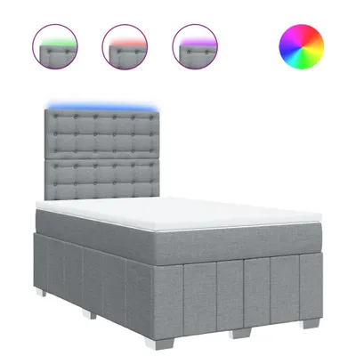 Image de vidaXL Lit boxspring avec matelas gris clair 120x190 cm Tissu