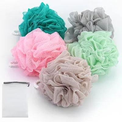 Produktbild von 5 Luffa-Badeschwämme, Peelingschwämme und Duschschwämme für den Körper mit Badebürste