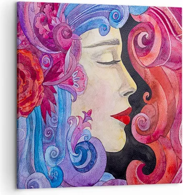 Produktbild von Bild auf Leinwand - Leinwandbild - Frau Abstraktion - 50x50cm - Wand Bild - Wanddeko - Wandbilder - Leinwanddruck - Bilder - Kunstdruck - Wanddekoration - Leinwand bilder - Wandkunst - AC50x50-4005