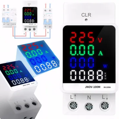 Produktbild von Einphasenzähler, kWh-Energiemessung, mit Nullpunktrückstellungsfunktion, Spannung, Strom, Leistung, Elektrizität, Farbdisplay, multifunktional
