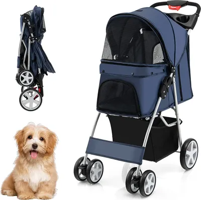 Immagine prodotto di Costway Costway cane auto passeggino fino a 15 kg 81 x 45 x 101 cm blu scuro