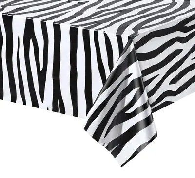 Productafbeelding van Tafelkleed, zebraprint, 137 x 274 cm, plastic, geschikt voor safari-themafeestdecoratie